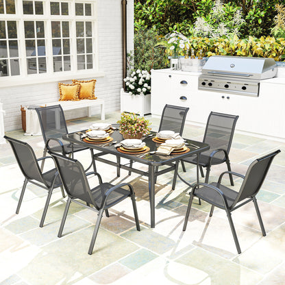 Outsunny Conjunto Muebles De Jardín De 7 Piezas Con Orificio Para Sombrilla Gris_1