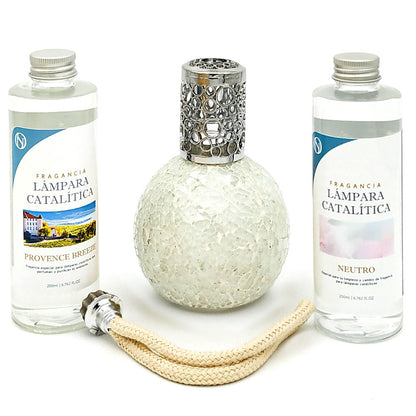 Pack Ahorro Lámpara Catalítica Mosaico Blanco + Aroma Provence Breeze 500ml + Limpiador Neutro 200ml + Mecha Repuesto_0