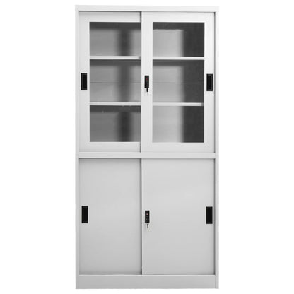 Armario Oficina Puerta Corredera Acero Gris Claro 90x40x180 Cm_1