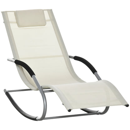 Outsunny Mecedora Para Jardín Con Reposacabezas 63x144x84 Cm Beige_0