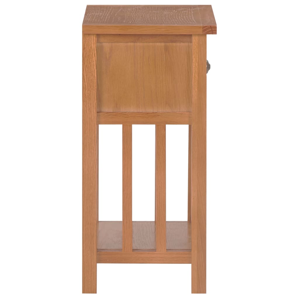 Mesa Revistero Con Cajón Madera Maciza De Roble 35x27x55 Cm_2