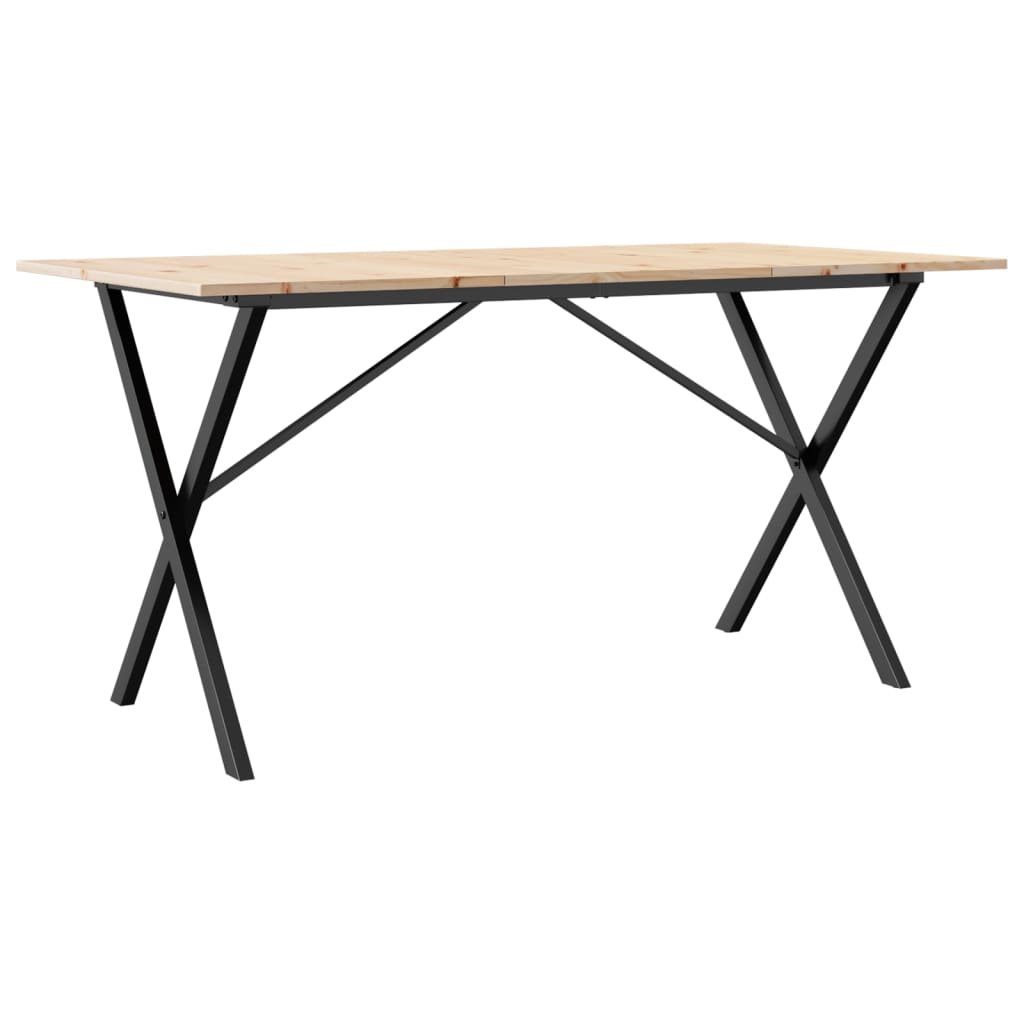Mesa De Comedor Marco X Madera Maciza Pino Y Acero 160x80x75cm_0