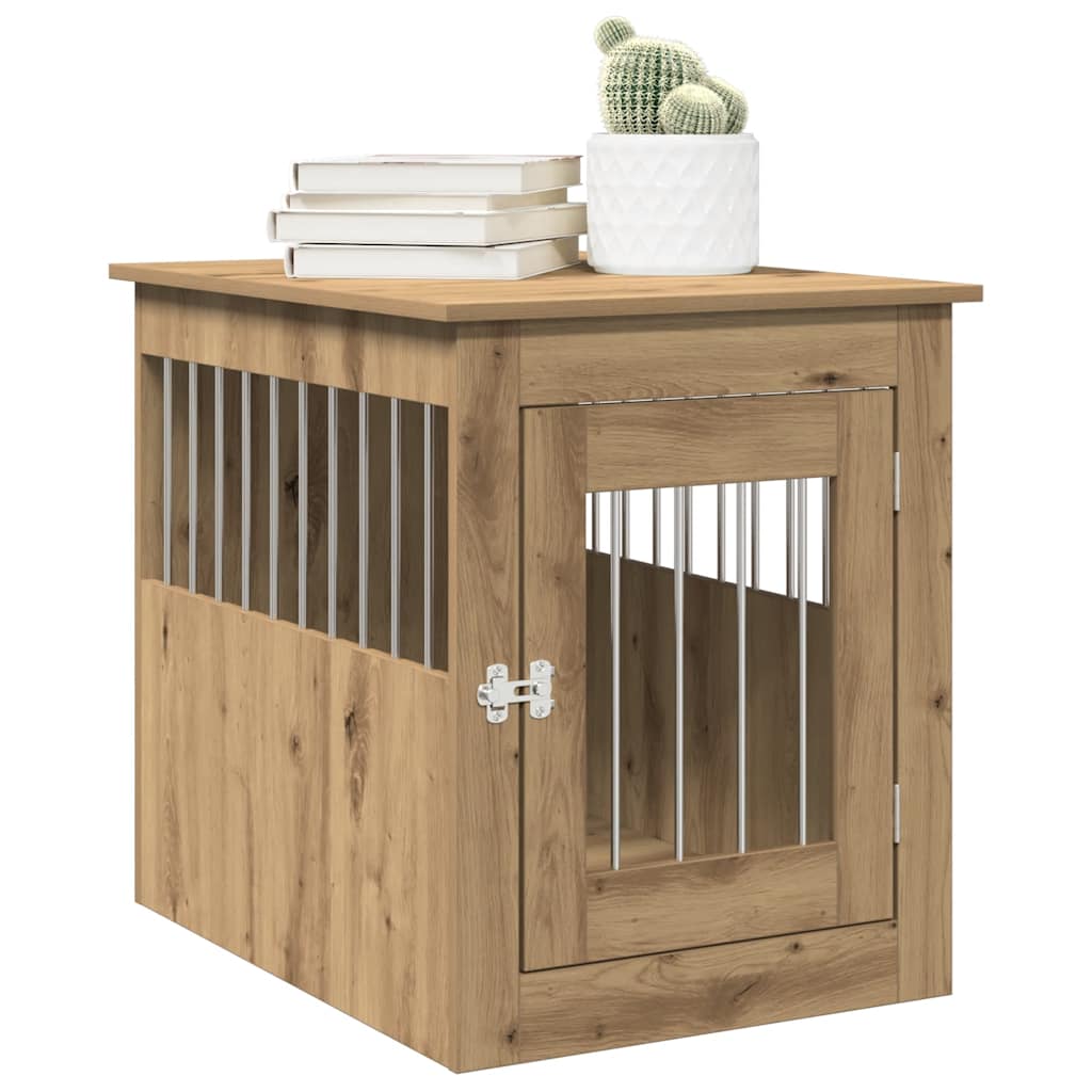 Jaula Para Perros Madera Ingeniería Roble Artesanal 55x75x65 Cm_2