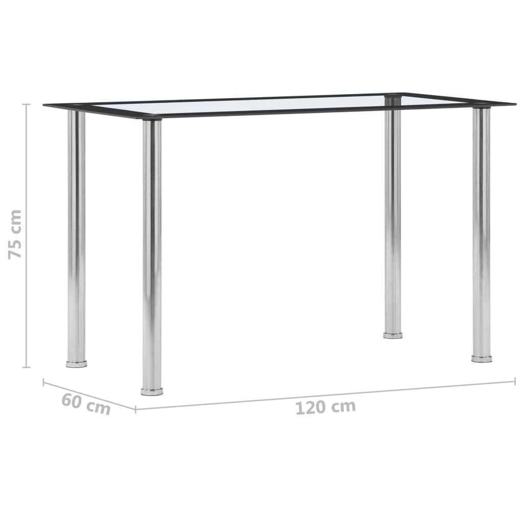 Mesa De Comedor Vidrio Templado Negro Transparente 120x60x75 Cm_3