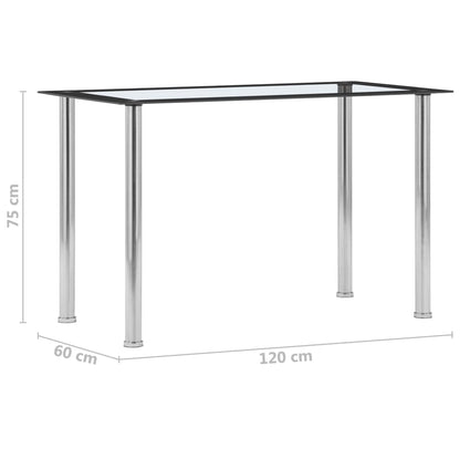 Mesa De Comedor Vidrio Templado Negro Transparente 120x60x75 Cm_3