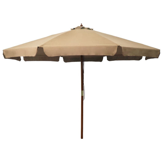 Vidaxl Sombrilla De Jardín Con Palo De Madera Gris Topo 330 Cm_0