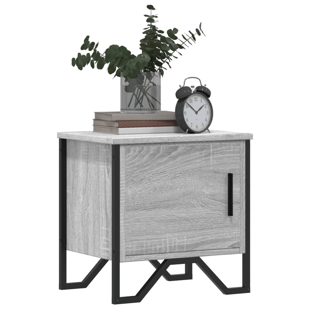 Mesita De Noche Madera De Ingeniería Gris Sonoma 40x30x40 Cm_2