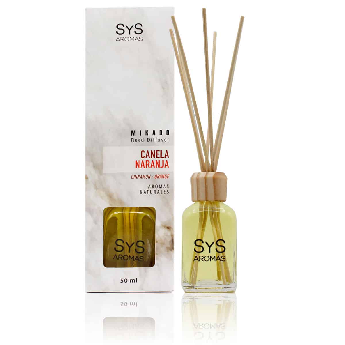Ambientador Mikado Canela-Naranja Mármol SYS Aromas 50 ml | Aroma Cítrico y Especiado | Revitalizante_0