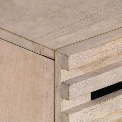 Mesita De Noche Madera Maciza De Mango Blanca 50x34x60 Cm_4