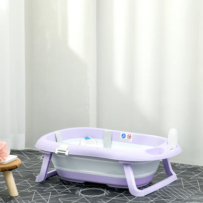 Zonekiz Bañera Plegable Bebé Con Cojín Agujero De Ducha 83x48x23,5 Cm Púrpura_1
