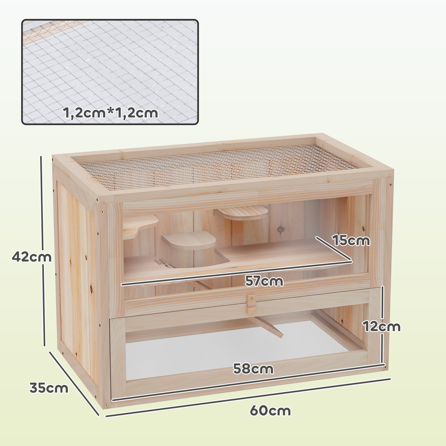 Pawhut Jaula Madera Para Hámster Ratoncillos Casa Para Roedores Pequeños De 2_2