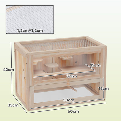 Pawhut Jaula Madera Para Hámster Ratoncillos Casa Para Roedores Pequeños De 2_2