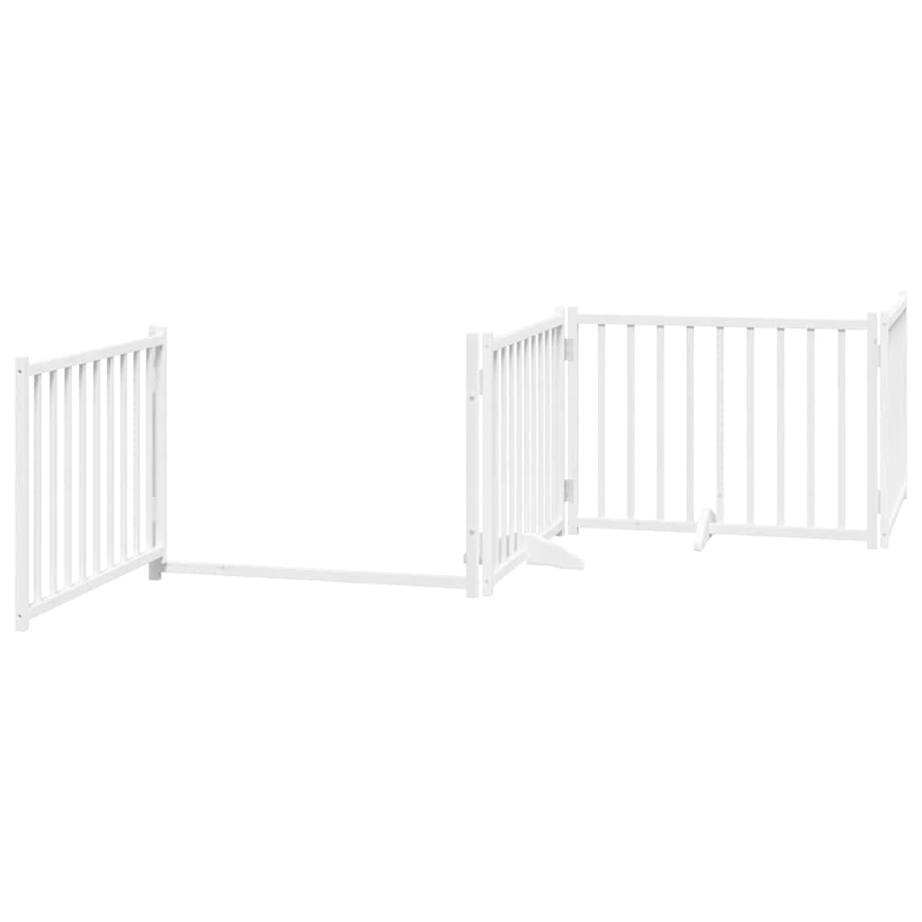 Vidaxl Puerta De Perros Plegable 6 Paneles Madera Álamo Blanca 480 Cm_3