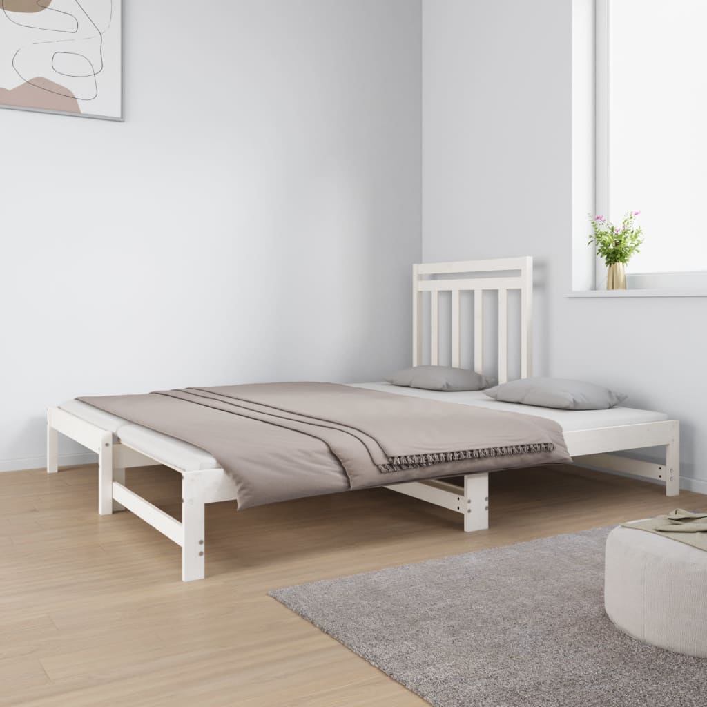 Sofá Cama Extraíble Madera Maciza De Pino Blanco 2x(90x190) Cm / Vetonek_3