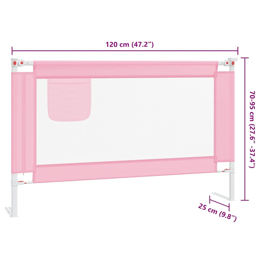 Vidaxl Barandilla De Seguridad Cama De Niño Rosa Tela 120x25 Cm_2
