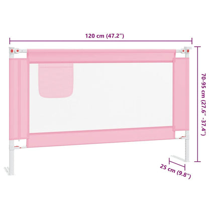 Vidaxl Barandilla De Seguridad Cama De Niño Rosa Tela 120x25 Cm_2