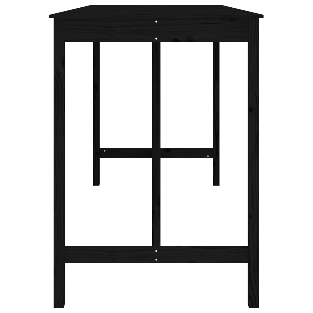 Mesa Alta De Bar Madera Maciza De Pino Negra 180x80x110 Cm_2