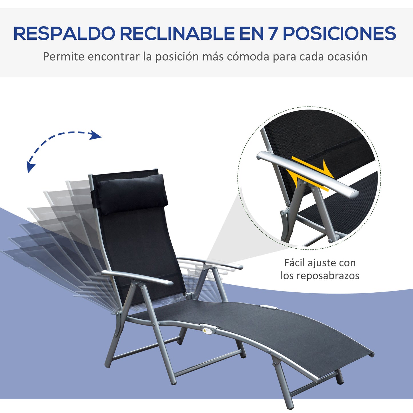 Outsunny Conjunto De 2 Tumbonas Plegables Con Almohada 137x63,5x100,5 Cm Negro_3