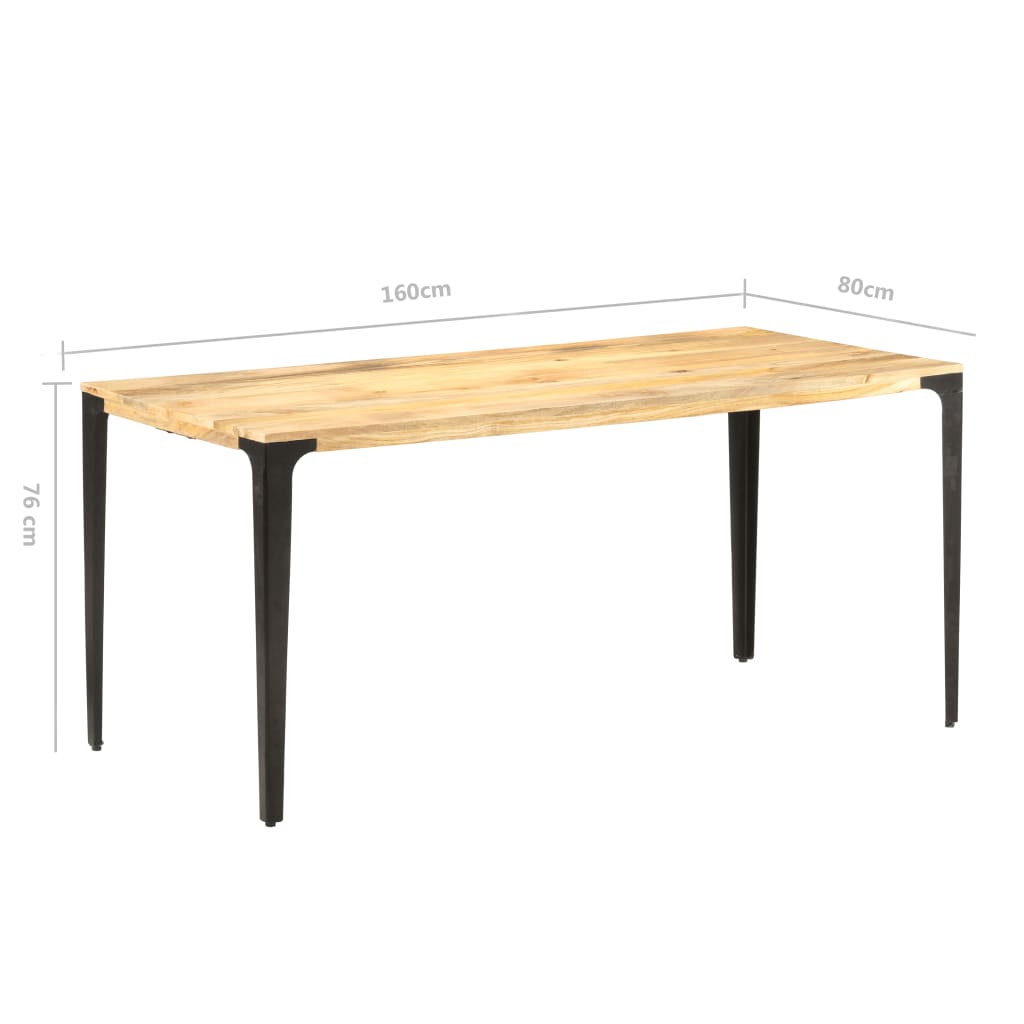 Mesa De Comedor De Madera Maciza De Mango 160x80x76 Cm_3