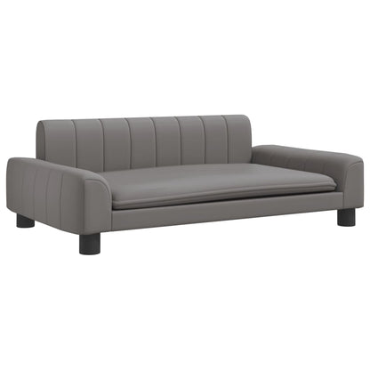Cama Para Perros De Cuero Sintético Gris 90x53x30 Cm / Vetonek_0