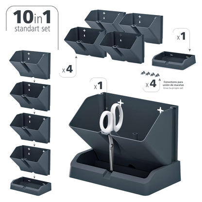 Macetero Vertical Prosperplast Mini Cascade De Plastico En Color Antracita 19,5 (largo) X 11,4 (ancho) X 47,5 (alto) Cm Con Tijeras De Jardin