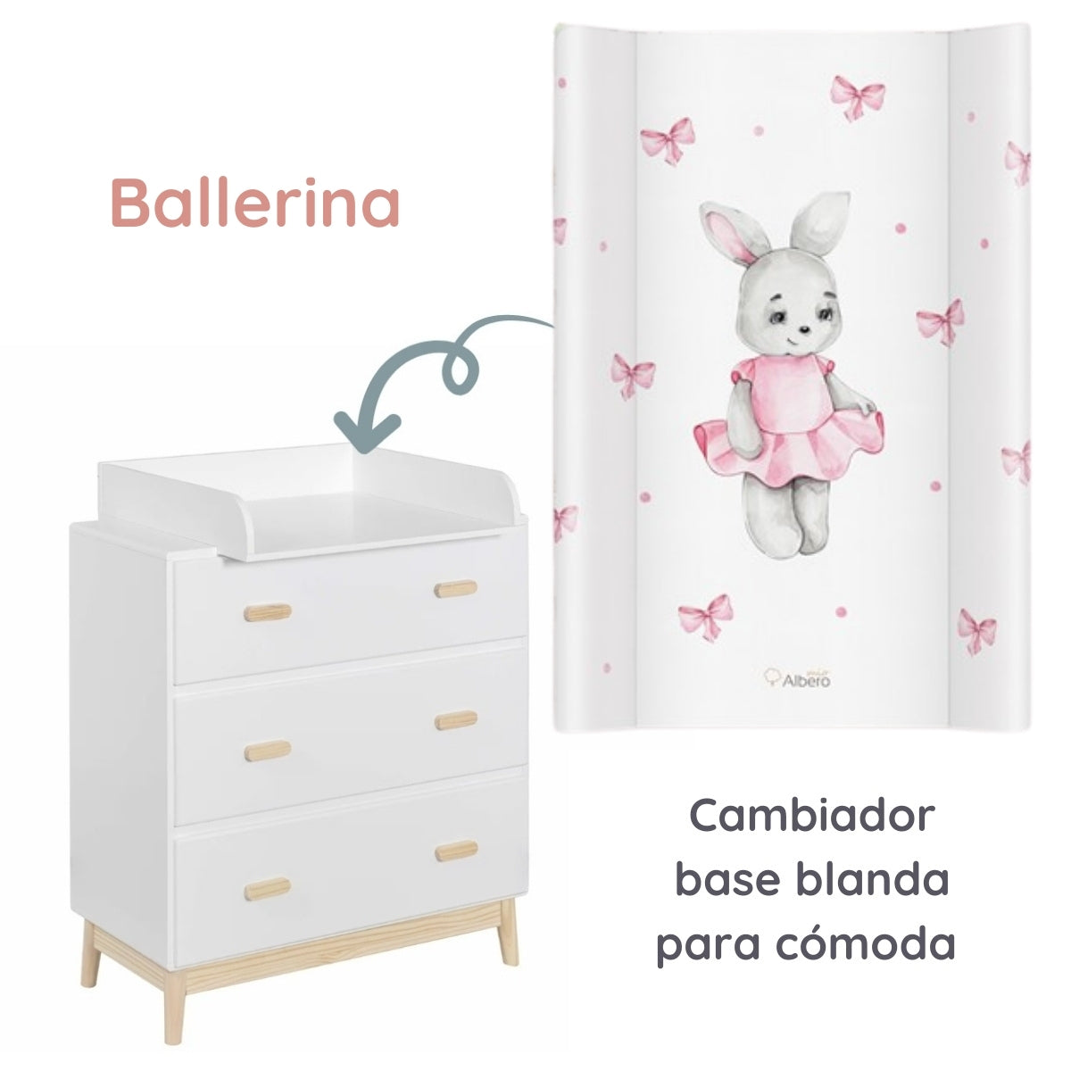 Cambiador Base Blanda Para Cómoda 70x47 Ballerina_1