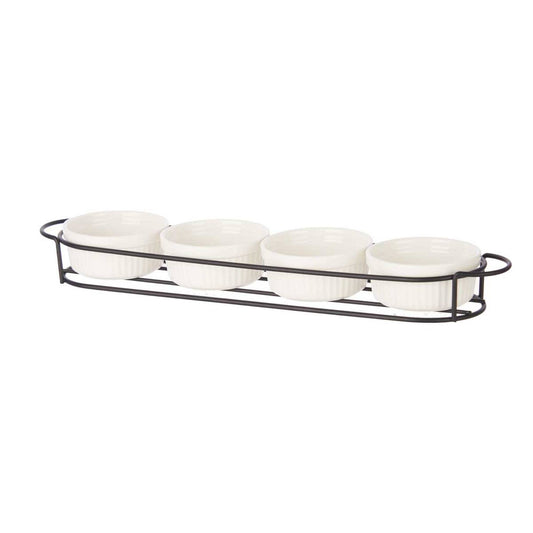 Set 4 Pzs Aperitivo Con Soporte Porcelan Colección Vessia_0