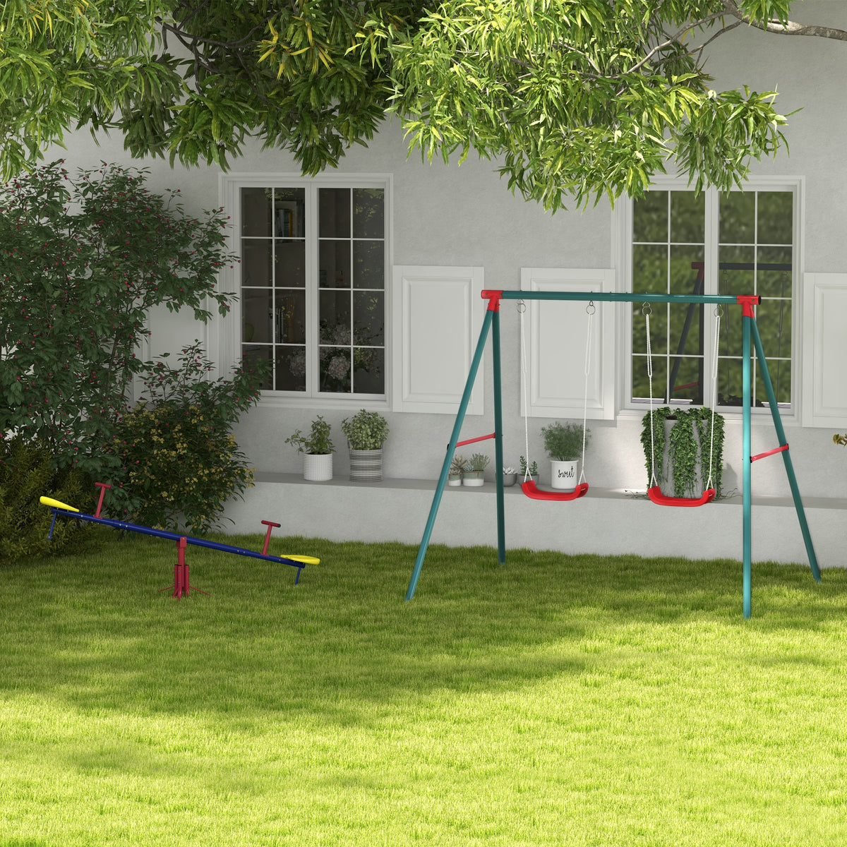 Outsunny Conjunto Para Niños 2 Piezas 184x76x71 Cm 239x156x180 Cm Multicolor_1