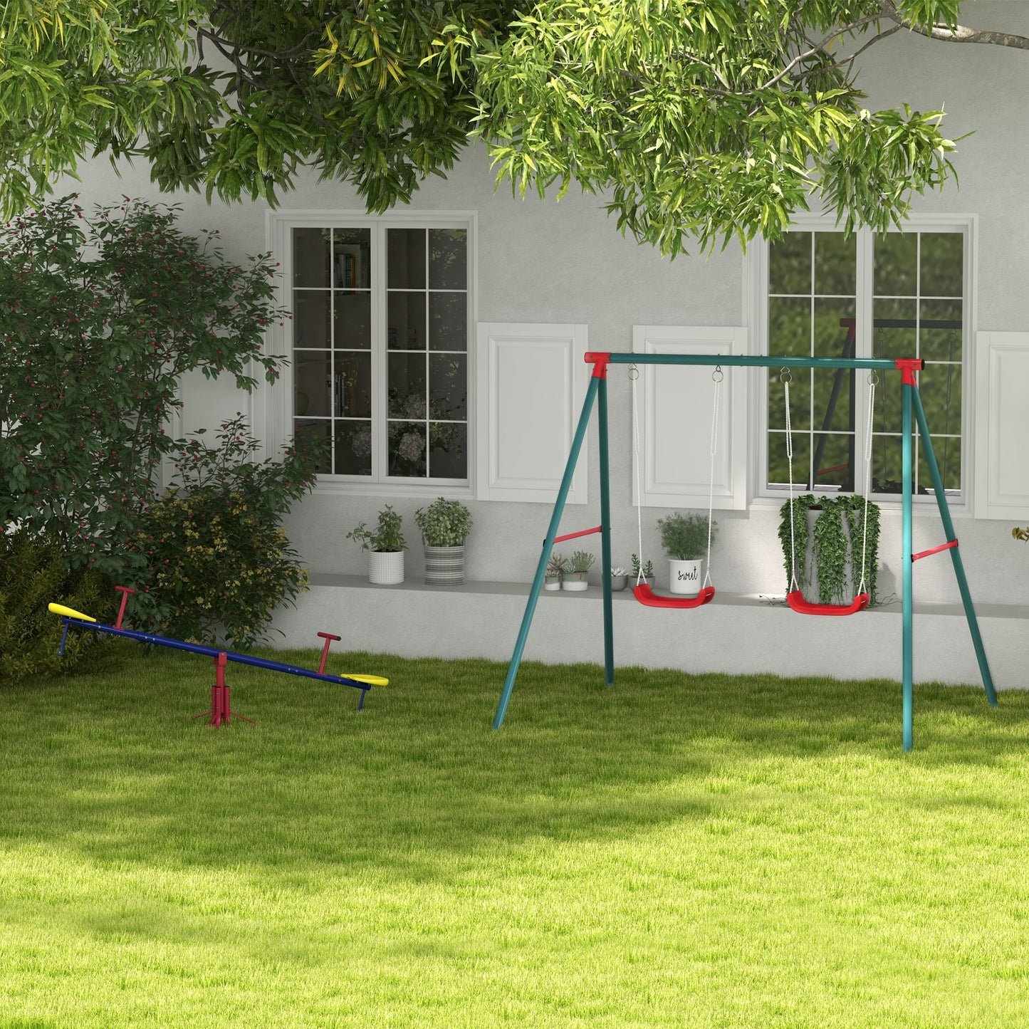 Outsunny Conjunto Para Niños 2 Piezas 184x76x71 Cm 239x156x180 Cm Multicolor_1