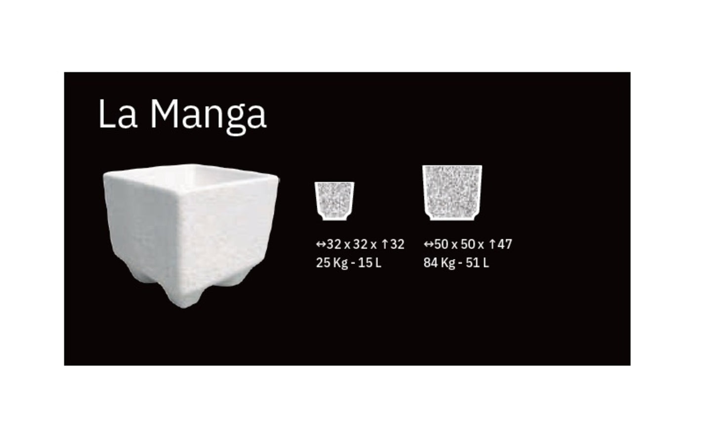 Jardinera De Granito La Manga. 50 cm de ancho por 47 cm de alto. Peso: 84 kilos. Capacidad: 51 litros_1