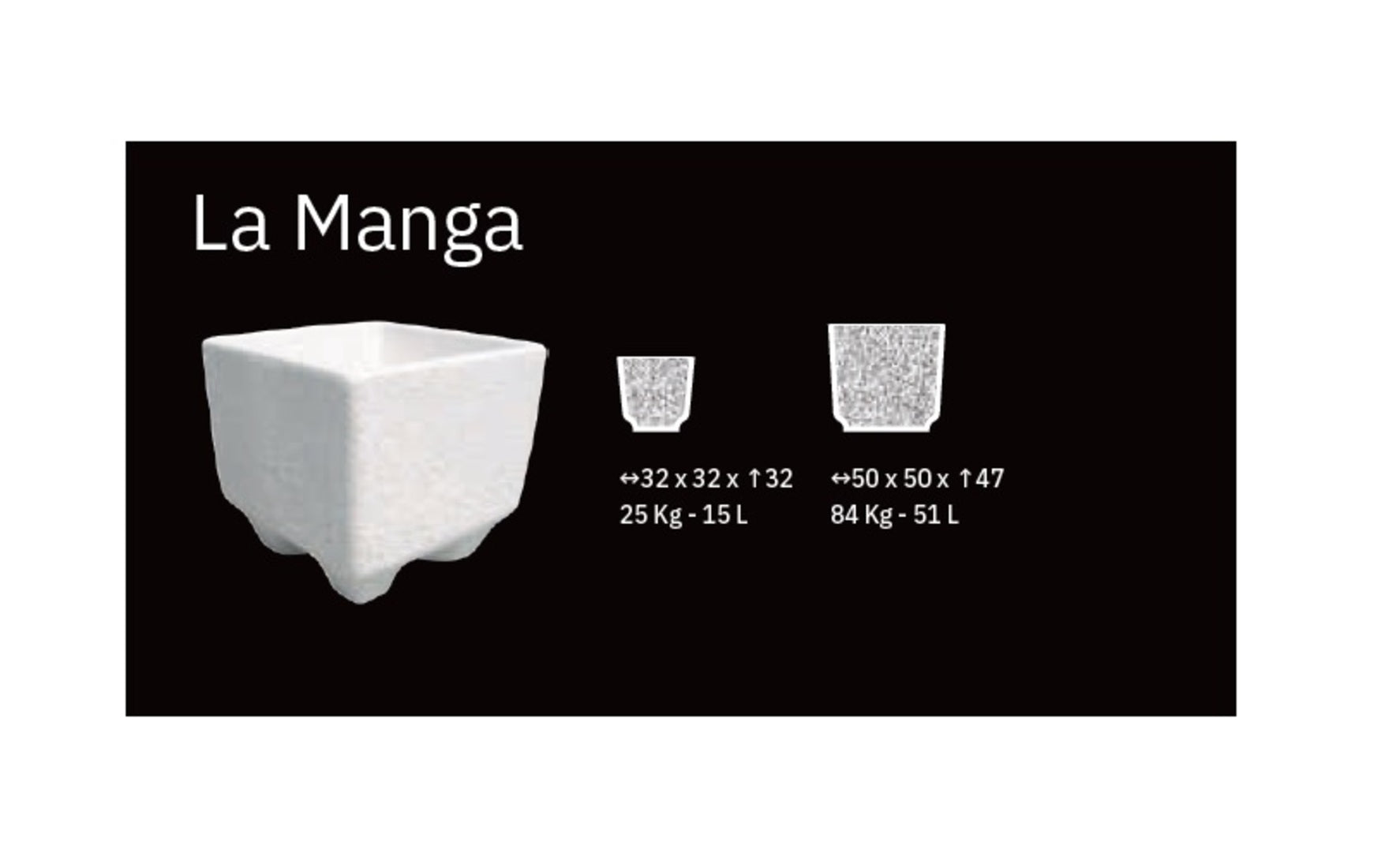 Jardinera De Granito La Manga. 50 cm de ancho por 47 cm de alto. Peso: 84 kilos. Capacidad: 51 litros_1