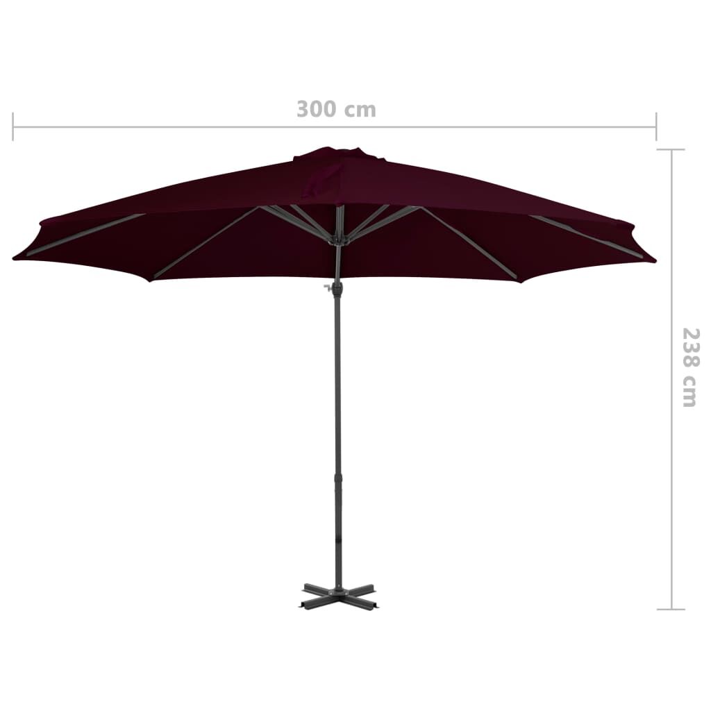 Vidaxl Sombrilla De Jardín Voladiza Con Palo De Aluminio Rojo 300 Cm_2