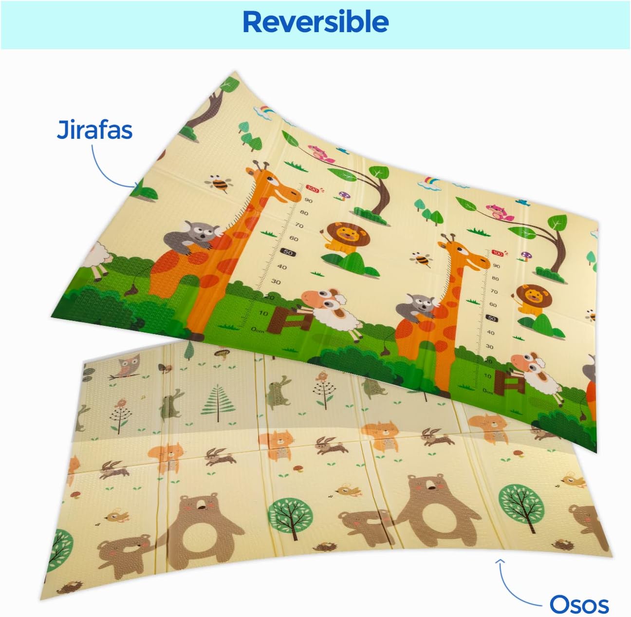 Alfombra Bebe, 1.5cm Grosor, Diseño Infantil, 200 X 180 Cm, Acolchada De Xpe, Reversible_1
