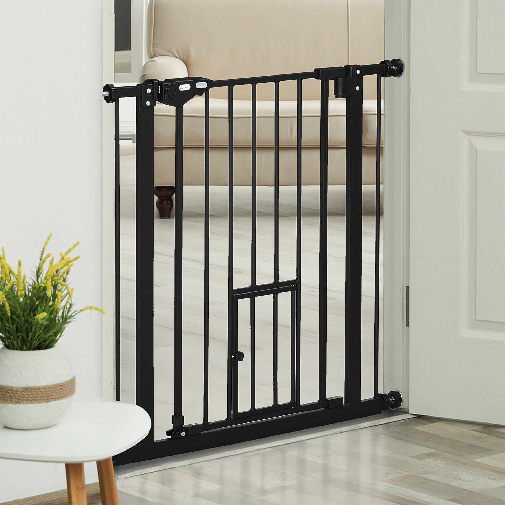 Pawhut Barrera De Seguridad Para Perros Extensible 74-80x76,2 Cm Negro_1
