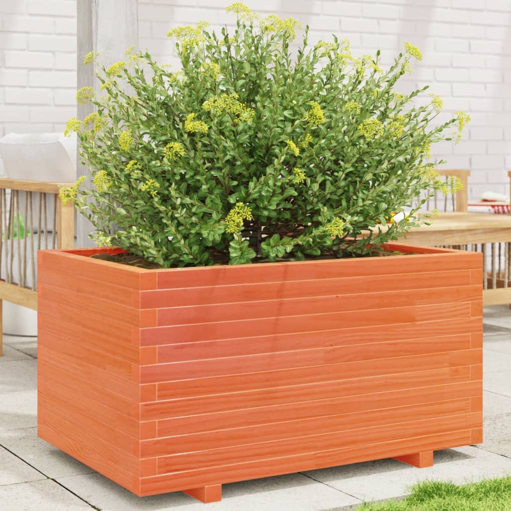 Jardinera Madera Maciza De Pino Marrón Cera 90x60x49,5 Cm_1