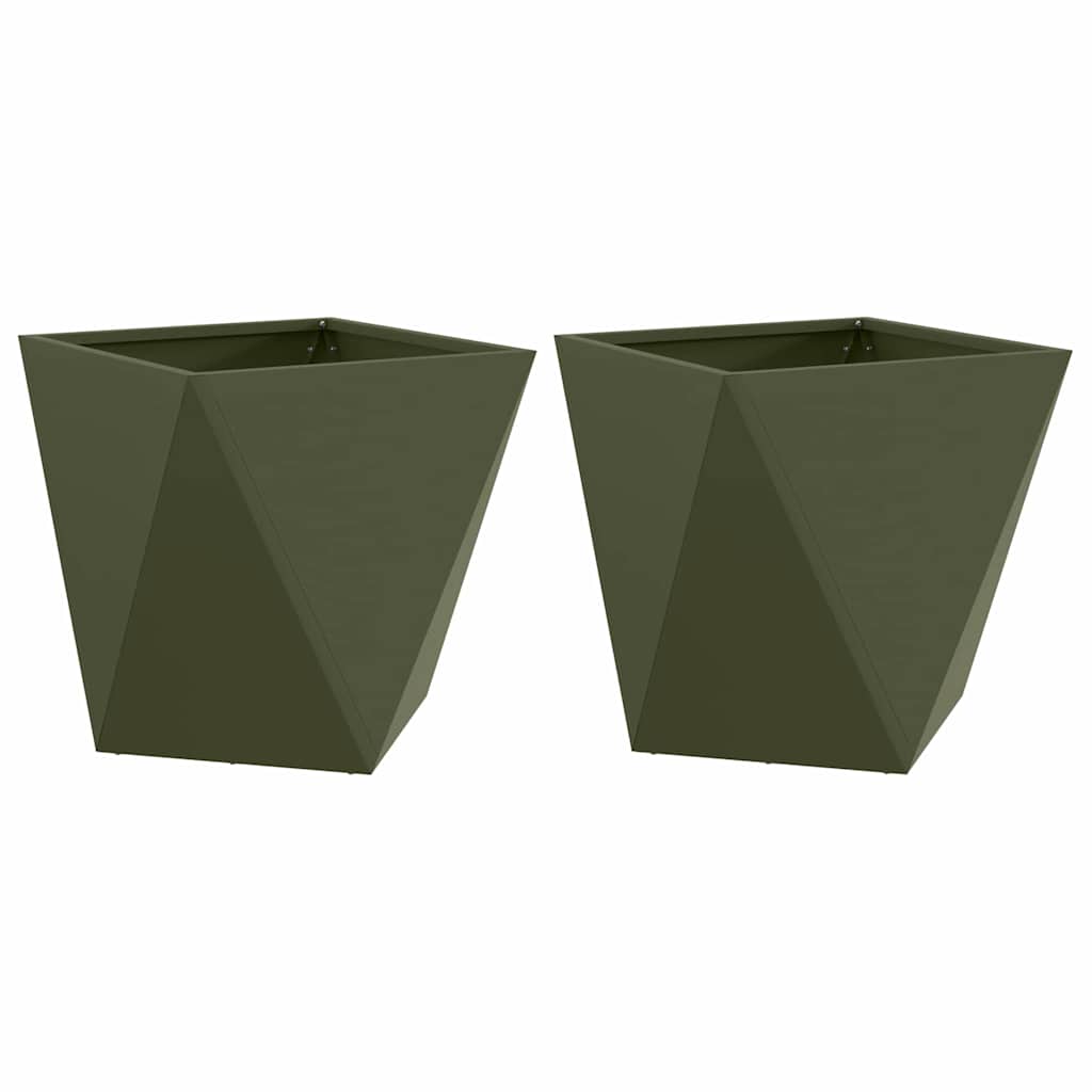 Jardinera 2 Pcs Verde Oliva 50 X 50 X 50 Cm Acero_0