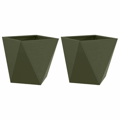 Jardinera 2 Pcs Verde Oliva 50 X 50 X 50 Cm Acero_0
