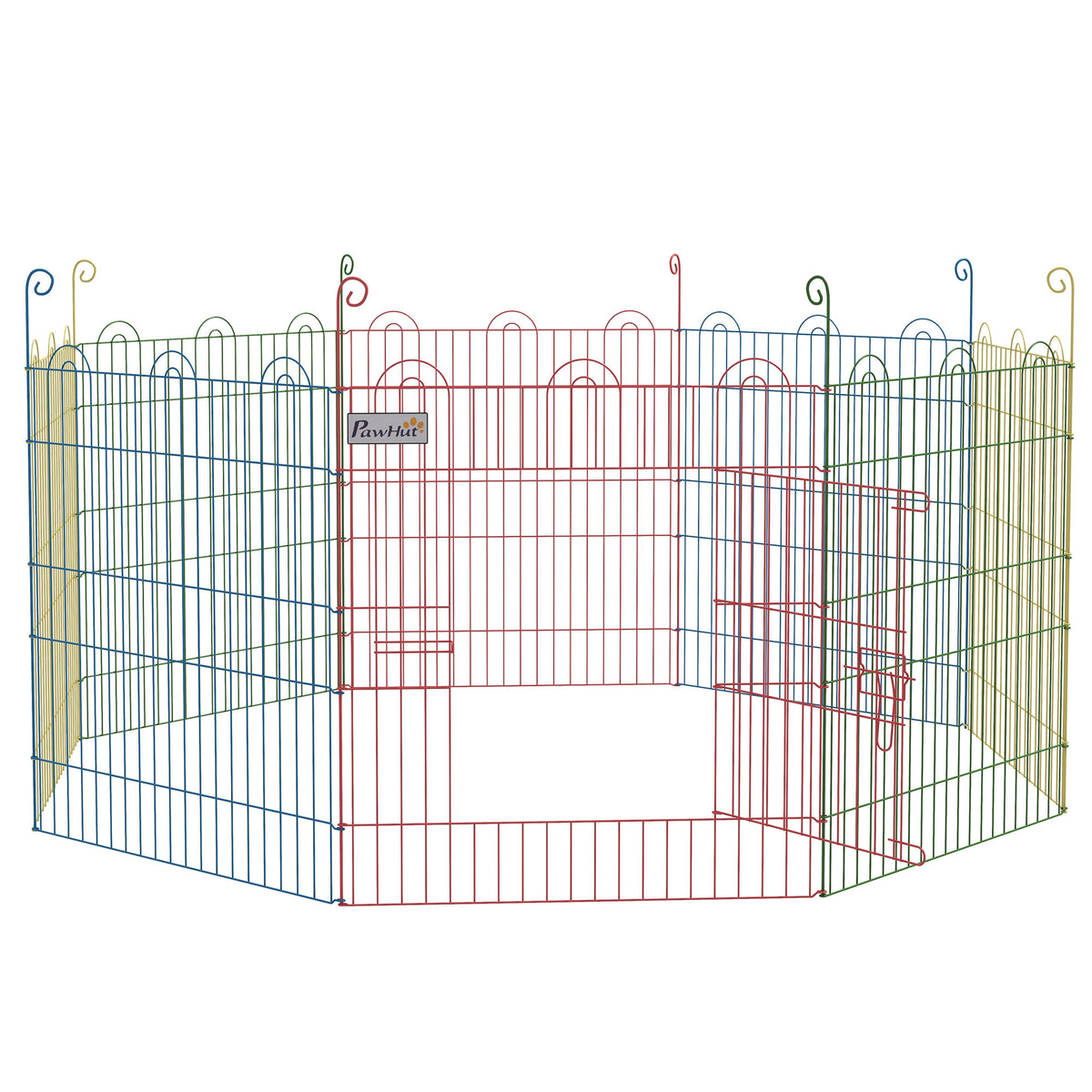 Pawhut Parque Plegable Para Perros De 8 Paneles Ø156x60 Cm Con Puerta Multicolor_0