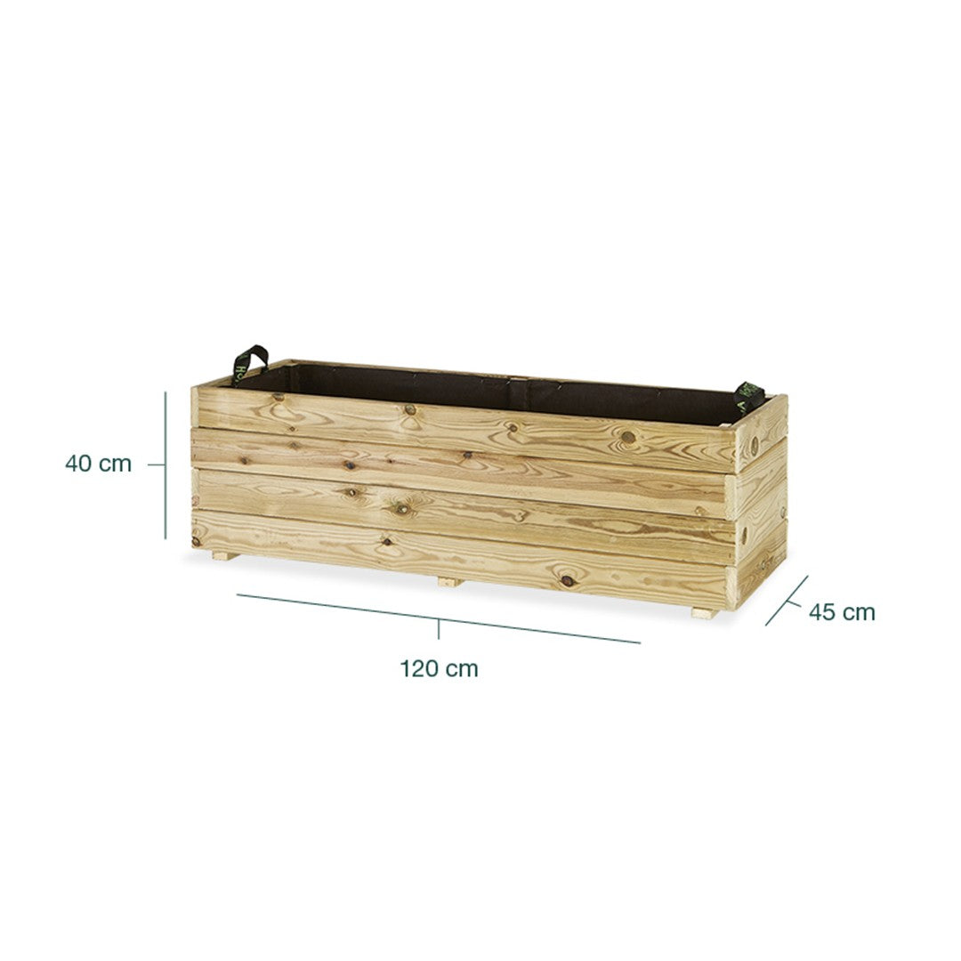 Jardinera Rectangular De Madera Tratada 120x45x40 Cm Ghio Hortalia_5