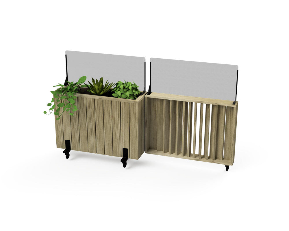 Kit Jardinera Alta De Madera Con Barandilla Y Cortavientos 40 Cm 100x34x80 Cm Hortalia_0