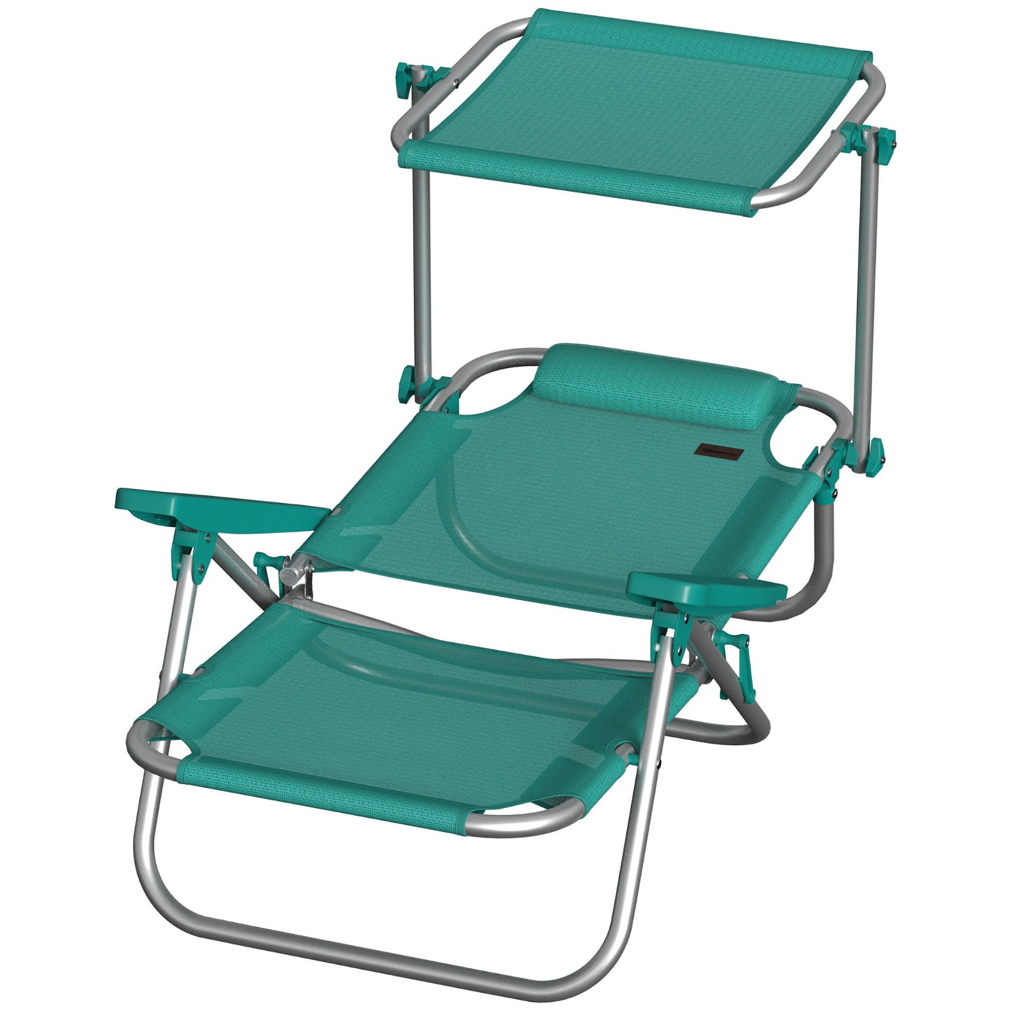 Outsunny Pack De 2 Sillas De Playa Plegables Con Respaldo Reclinable Turquesa_3