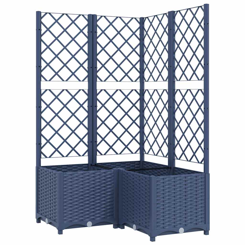 Jardinera Con Enrejado Pp Azul Gris 80x80x136 Cm_0