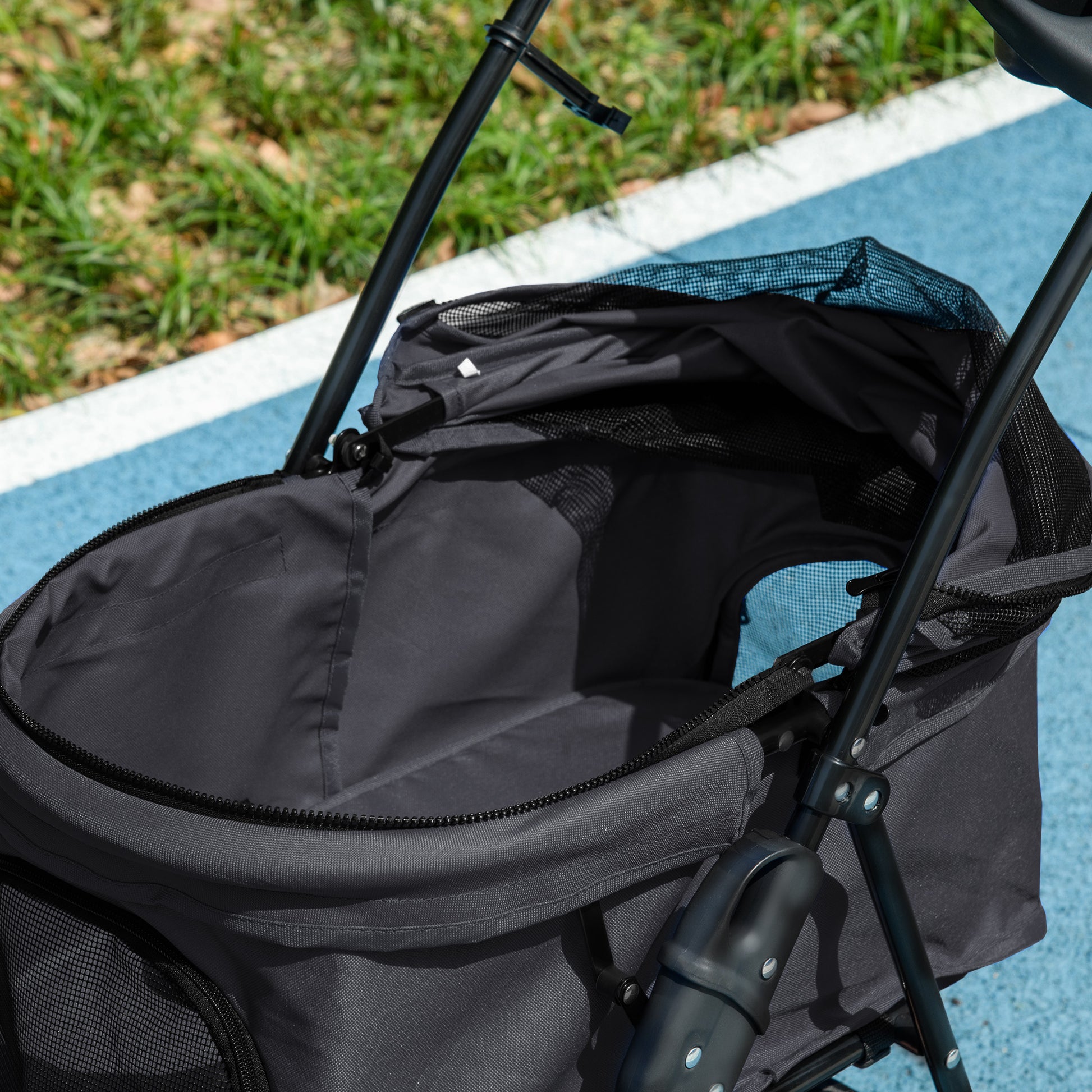 Pawhut Carrito Para Perros Plegable Con Cesta De Almacenaje 67x45x96 Cm Negro_4
