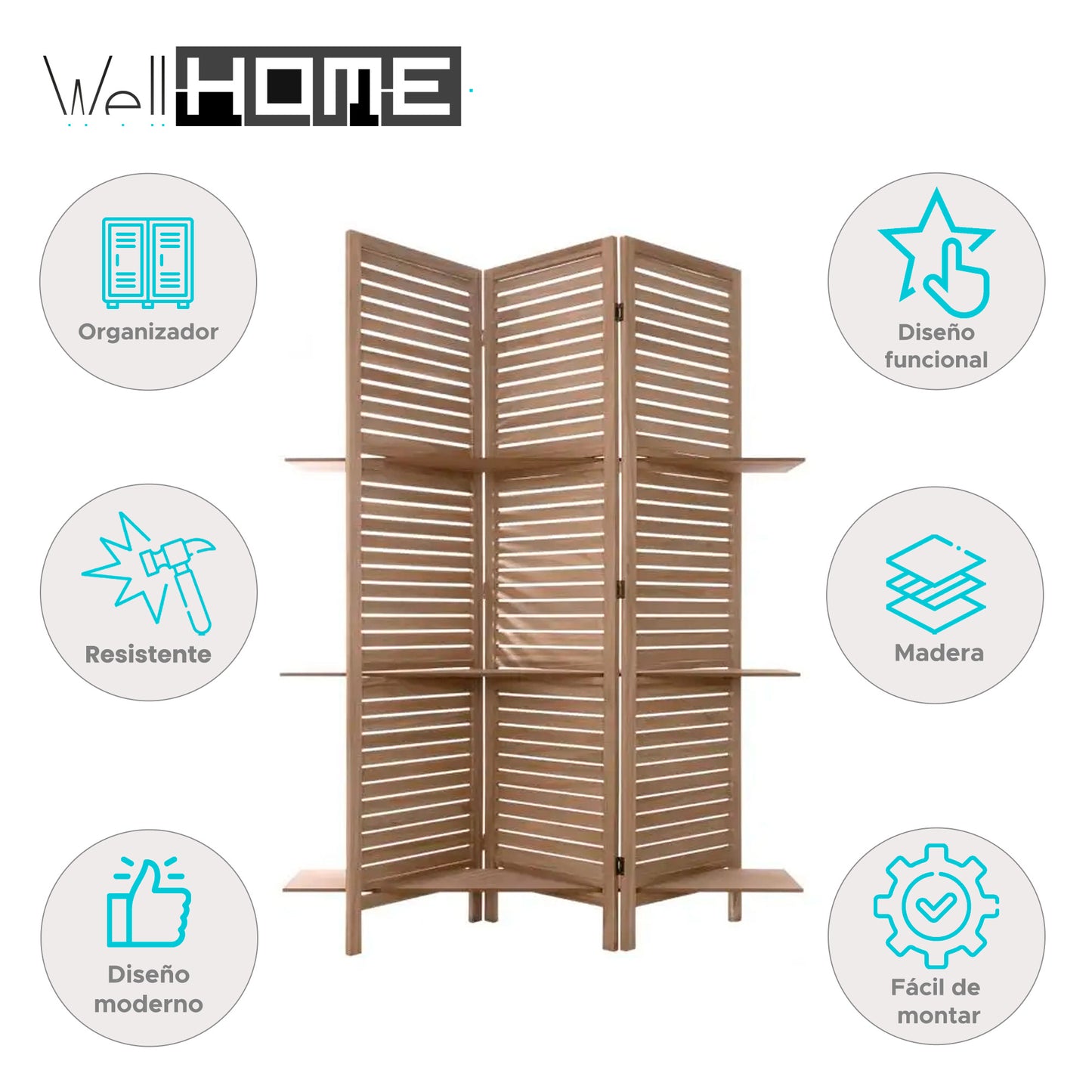 Well Home - Pantalla 3 Estantes Madera_1