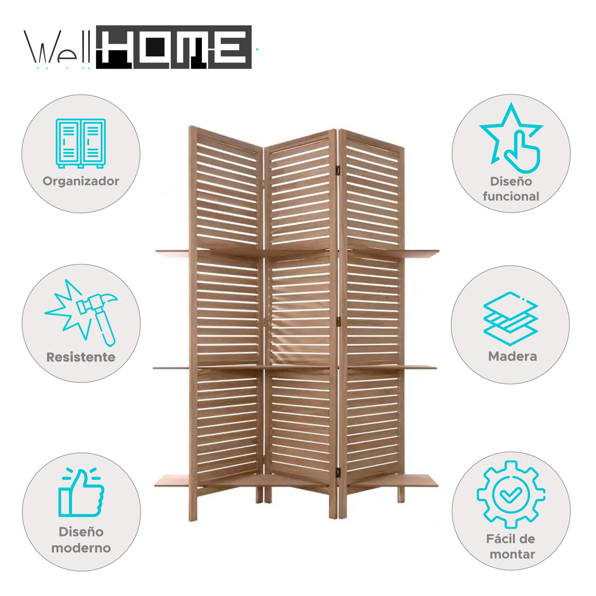 Well Home - Pantalla 3 Estantes Madera_1
