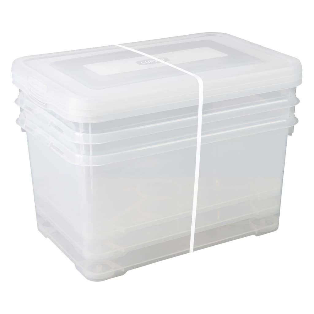 Curver Juego De Cajas De Almacenamiento Handy Transparente 3x50 L_0