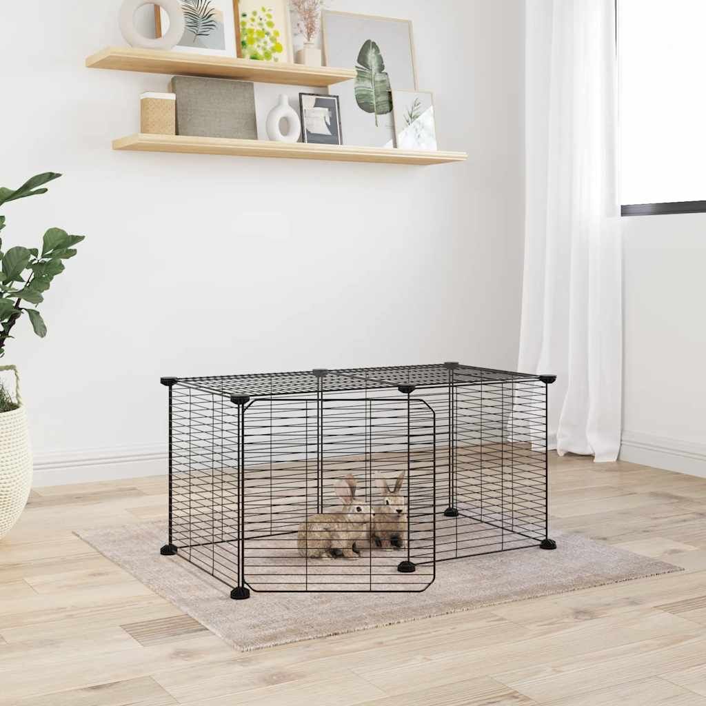 Vidaxl Jaula Para Mascotas De 8 Paneles Con Puerta Acero Negro 35x35cm_1