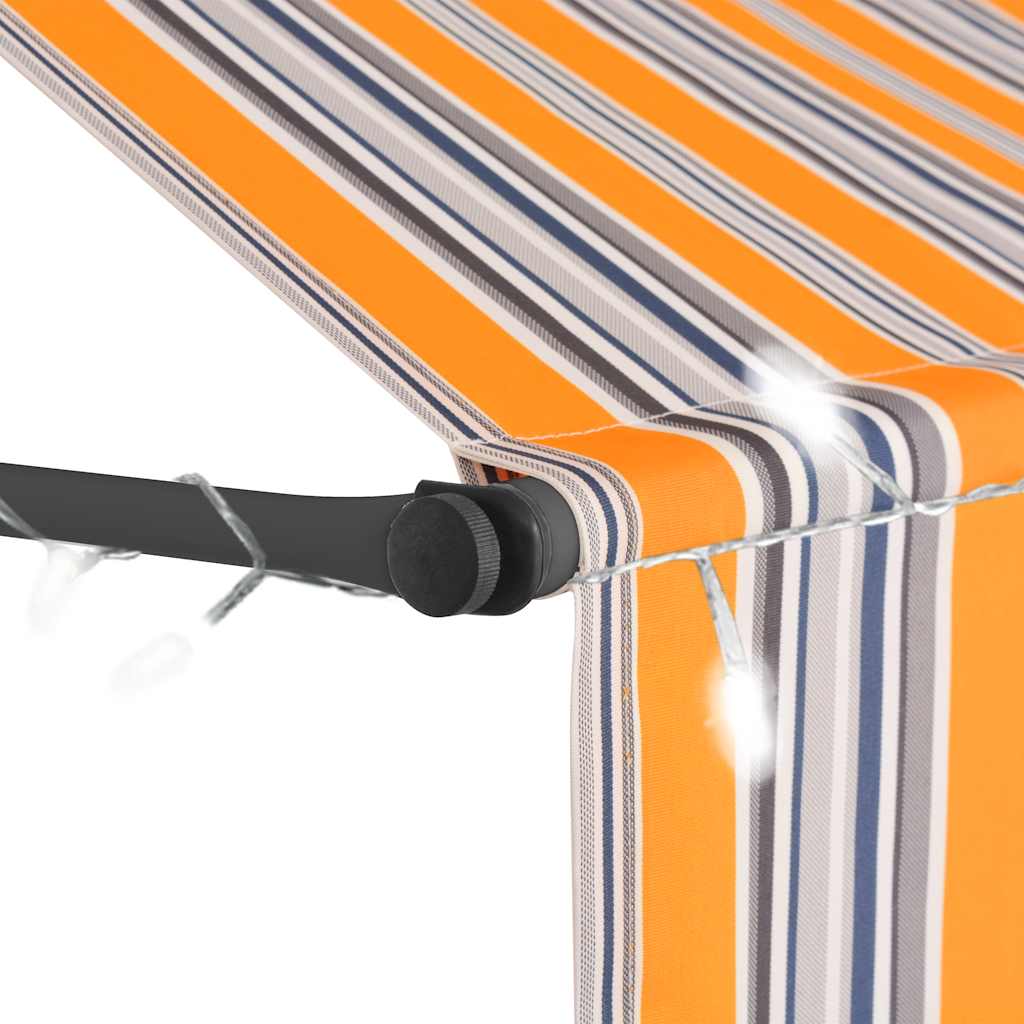 Toldo Retráctil Manual Con Led Amarillo Y Azul 350 Cm_3