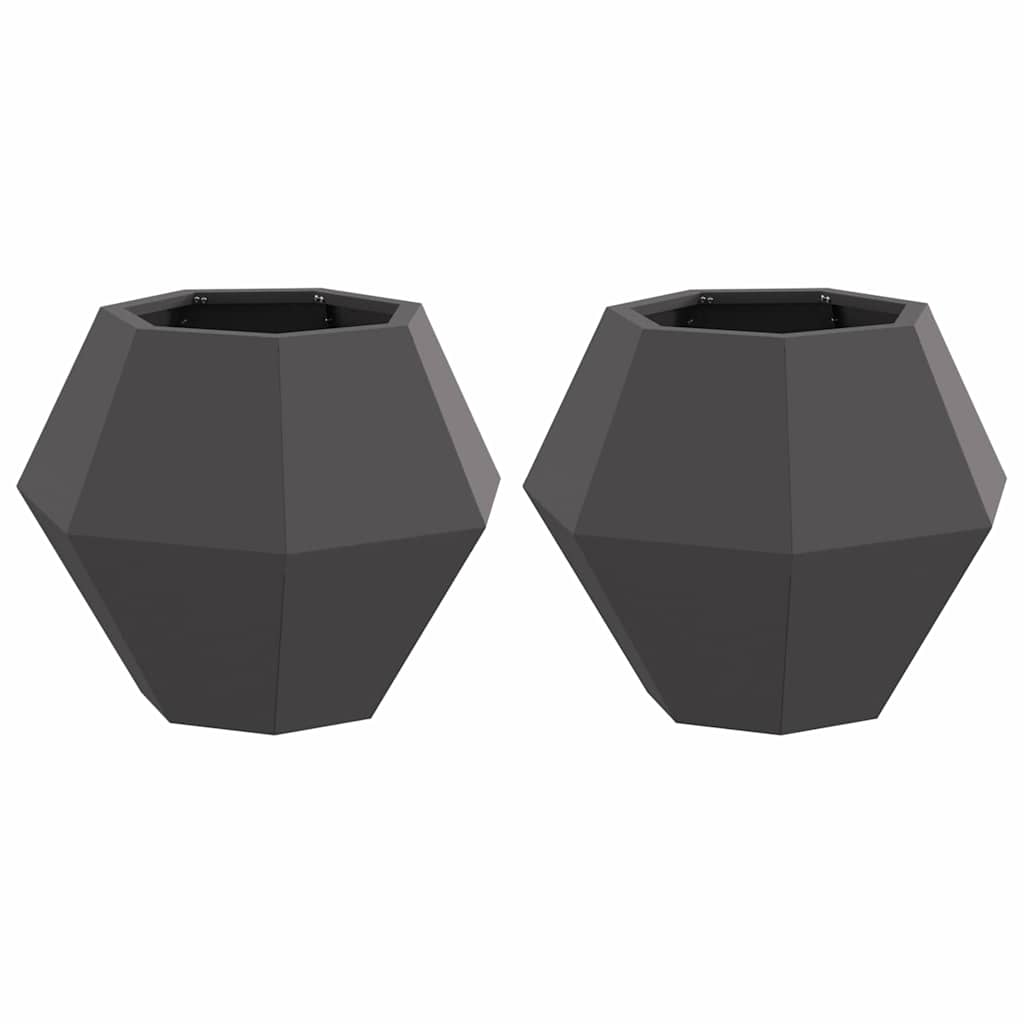 Jardinera 2 Pcs Negro 50 X 50 X 40 Cm Acero_0