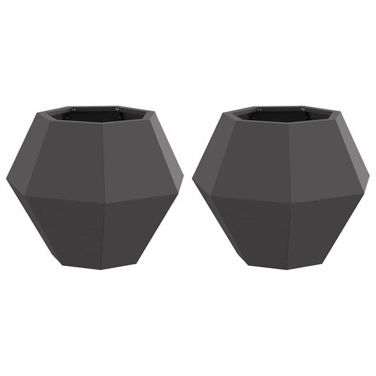 Jardinera 2 Pcs Negro 50 X 50 X 40 Cm Acero_0